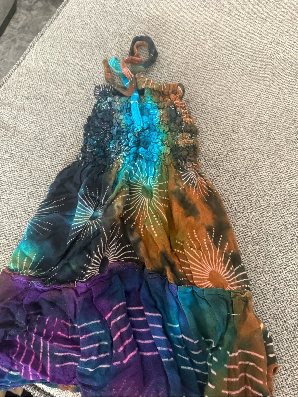 Boho Multicolor Halter Sunburst Maxi Dress